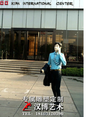 玻璃钢彩绘商业街人物雕塑