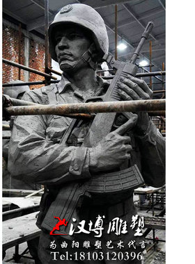 大型玻璃钢人物户外部队摆放铜雕