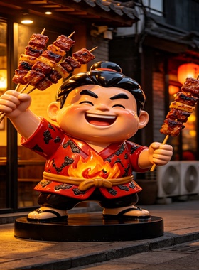 餐饮引流门店设计烧烤店门口摆放雕塑卡通玻璃钢雕塑网红打卡雕塑