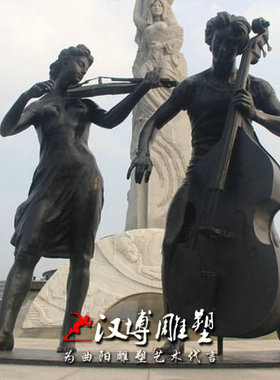 音乐主题风抽象人物弹琴铸铜定制