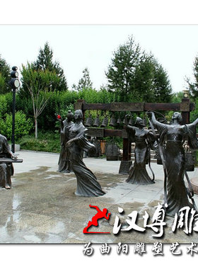 古代人物雕塑景观公园文化馆铸铜
