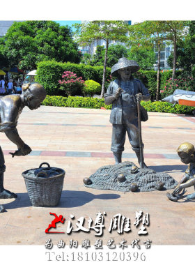 渔民玻璃钢公园景观人物雕塑定制