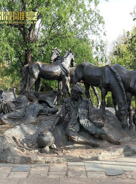 古代人物玻璃钢户外景观园林铜雕