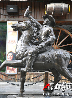 古代人物骑马雕塑玻璃钢园林景观