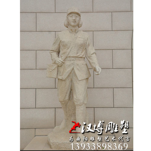 部队文化小品玻璃钢女红军战地记者雕像女兵军人铜雕公园广场景观 - 图0