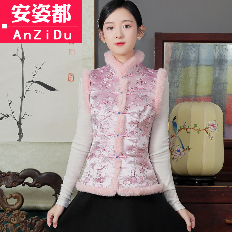 过年旗袍小袄唐装秋冬中国风马甲 安姿都上衣