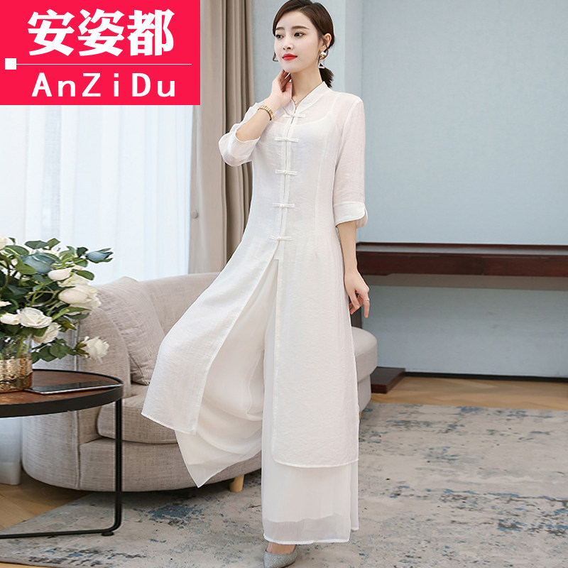 茶服春夏禅意禅修服中国风复古旗袍 安姿都上衣