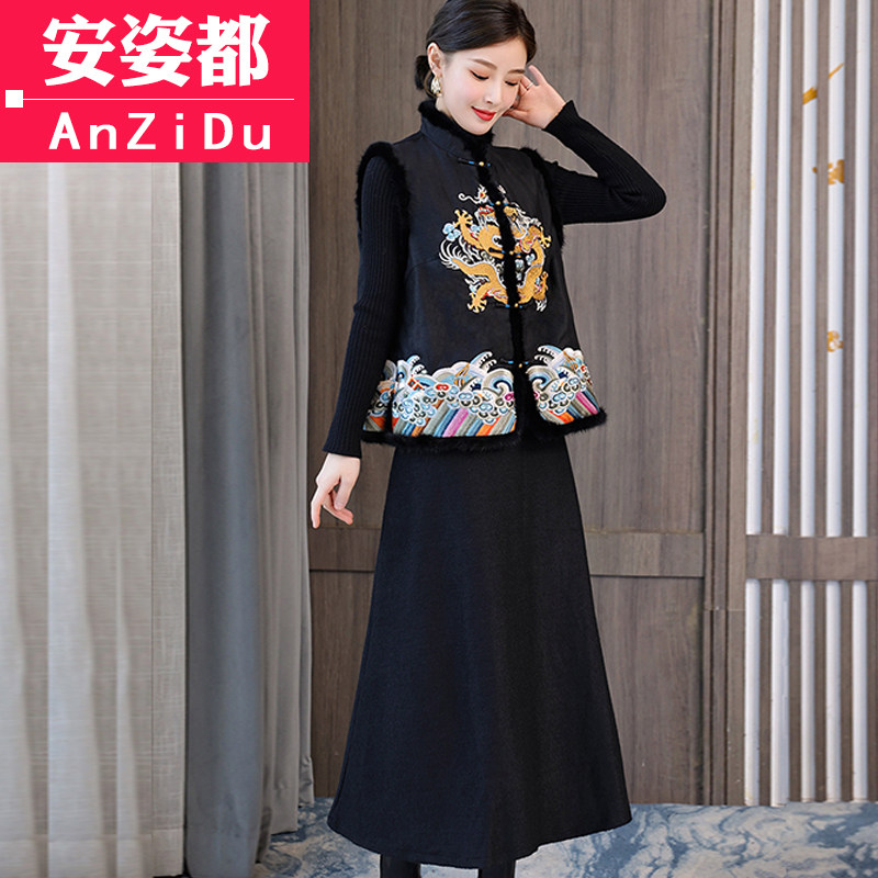 唐装冬季中国风汉服改良盘扣冬旗袍 安姿都上衣