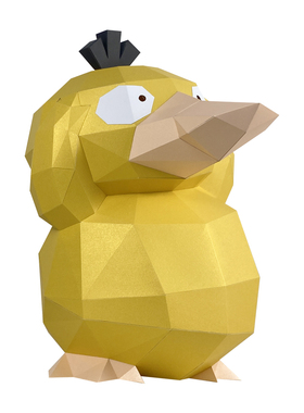 卡通可爱可达鸭动物纸模摆件成人手工diy材料客厅书房桌面道具