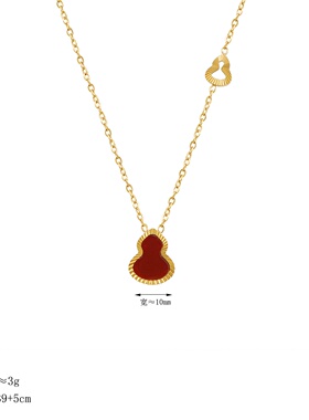 新中式红色葫芦项链钛钢轻奢小众项链女百搭锁骨链毛衣链新款