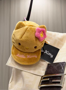 黑皮HelloKitty毛绒耳机包挂件