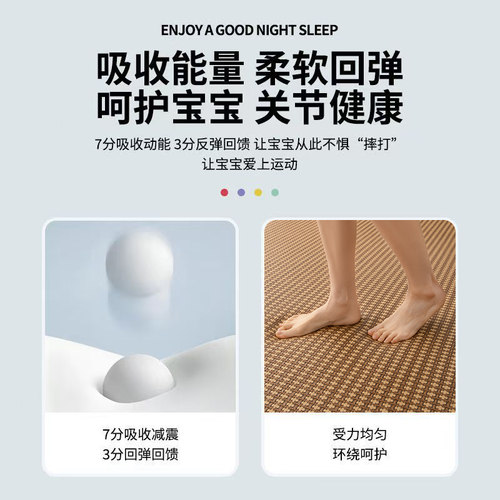 加厚藤席地垫凉席榻榻米海绵床垫家用床边地铺天然冰藤爬爬垫定制 - 图1