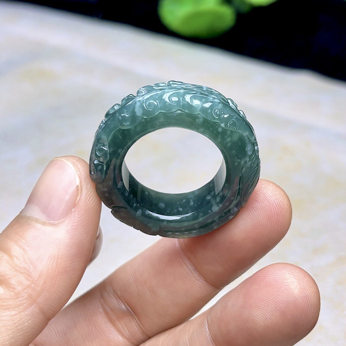 No. 23 Jade Ningshan Natural Jade Phoenix Ring