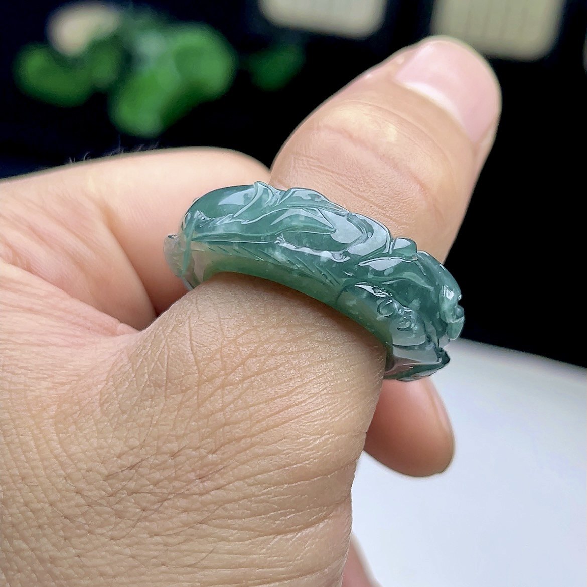 No. 23 Jade Ningshan Natural Jade Phoenix Ring