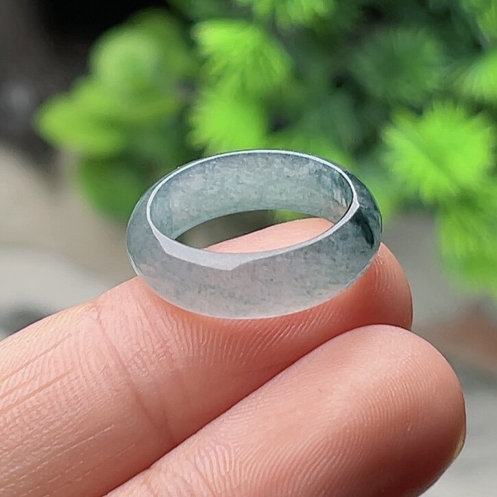No. 10 jade plain ring jade ring ice floating flower A goods jade ring men and women wide edge tail ring hand jewelry ring fidelity