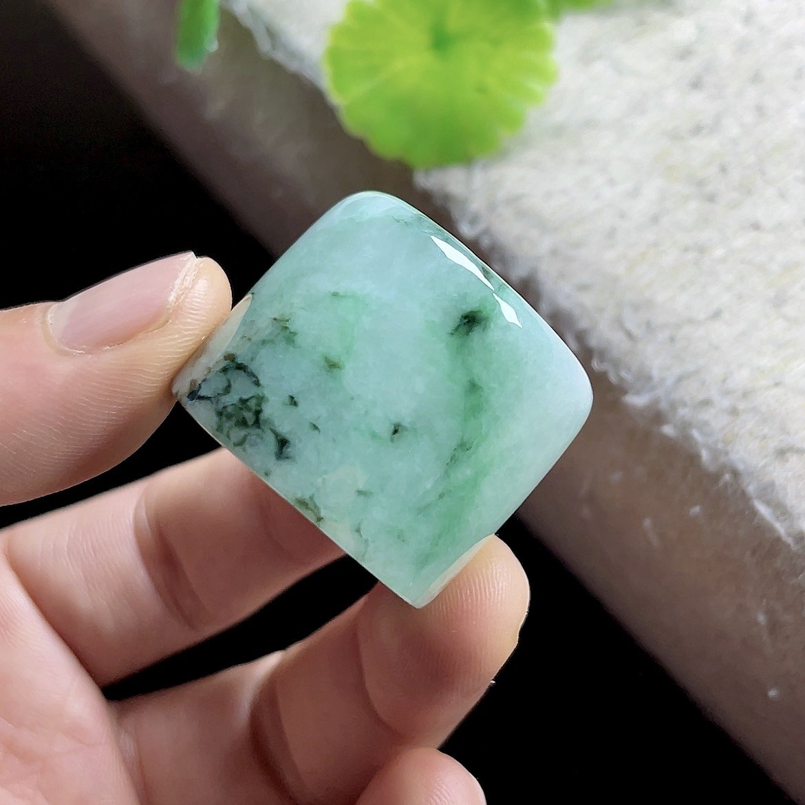 23mm翡翠扳指男玉扳指玉指环 缅甸花青料天然A货长筒宽边阳绿飘花 - 图2