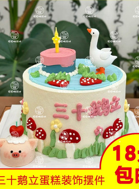 软胶立体大白鹅蛋糕装扮摆件插件