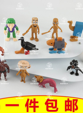 外国网红山海经鲨鱼木棍人模型玩偶蛋糕装饰男孩生日甜品台小摆件