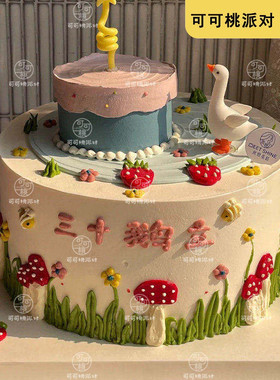 软胶立体小鹅蛋糕装饰摆件软胶