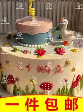 软胶立体小鹅蛋糕装饰摆件软胶