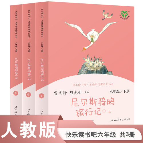 当当网正版书籍】尼尔斯骑鹅旅行记 六年级下册（上中下共三本、彩色版） 统编语文教科书配套书目人教版人民教育出版社课外阅读 - 图3