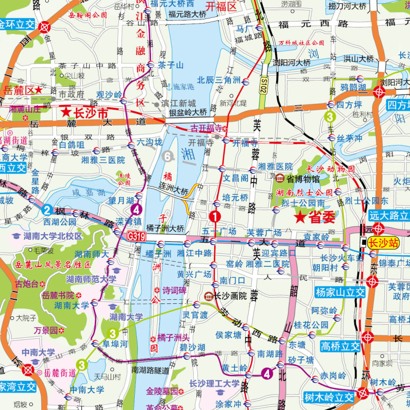 2024年新版 长沙地图（长沙市旅游交通地图）北斗地图精品打造 交通旅游住宿生活 大比例尺城区图 展开864*594mm CITY城市地图系列 - 图3