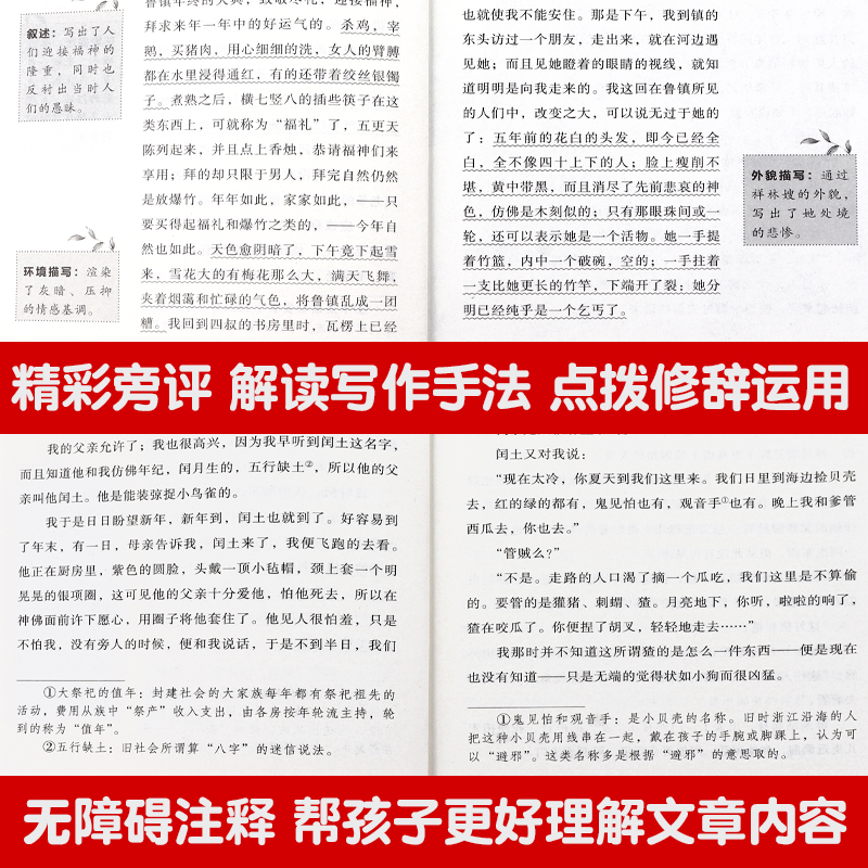 当当网正版鲁迅儿童文学精选 全套6册 鲁迅故乡朝花夕拾呐喊 经典故事新编彷徨 小学初中生六七年级课外书阅读 鲁迅杂文选散文阅读 - 图2