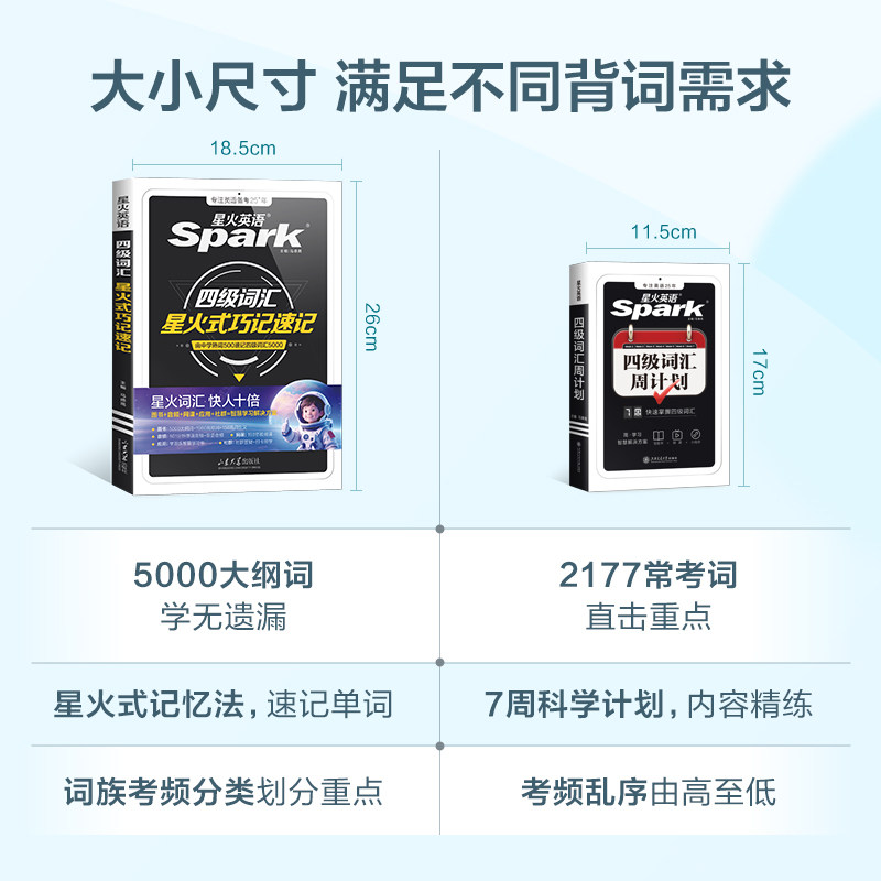 星火英语四级英语词汇书单词默写本大学cet46四六级词汇单词乱序版 备考资料2024年12月考试卷英语真题词汇高频便携星火式巧记速记