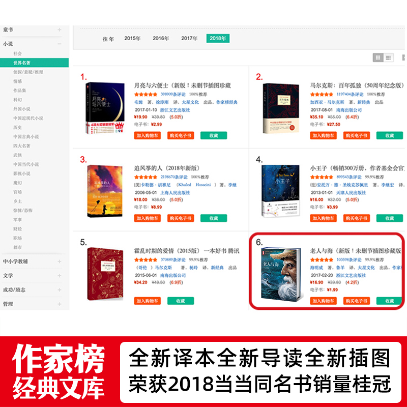 【当当网 正版书籍】作家榜经典 老人与海 连续3年高居畅销榜 发行量超70万册 译者鲁羊登陆美国《纽约客》 - 图2