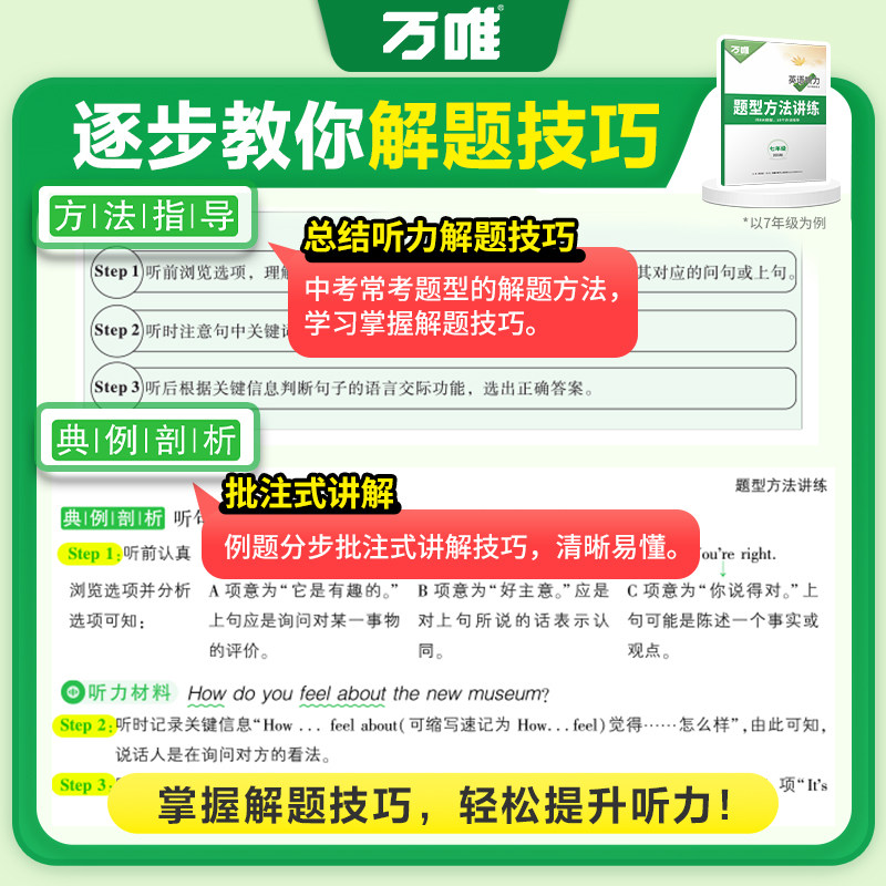 当当网2026万唯中考初中英语听力专项训练八九七年级英语听力组合完形填空阅读理解词汇语法人教初一二三上册下册听力全套万维教育