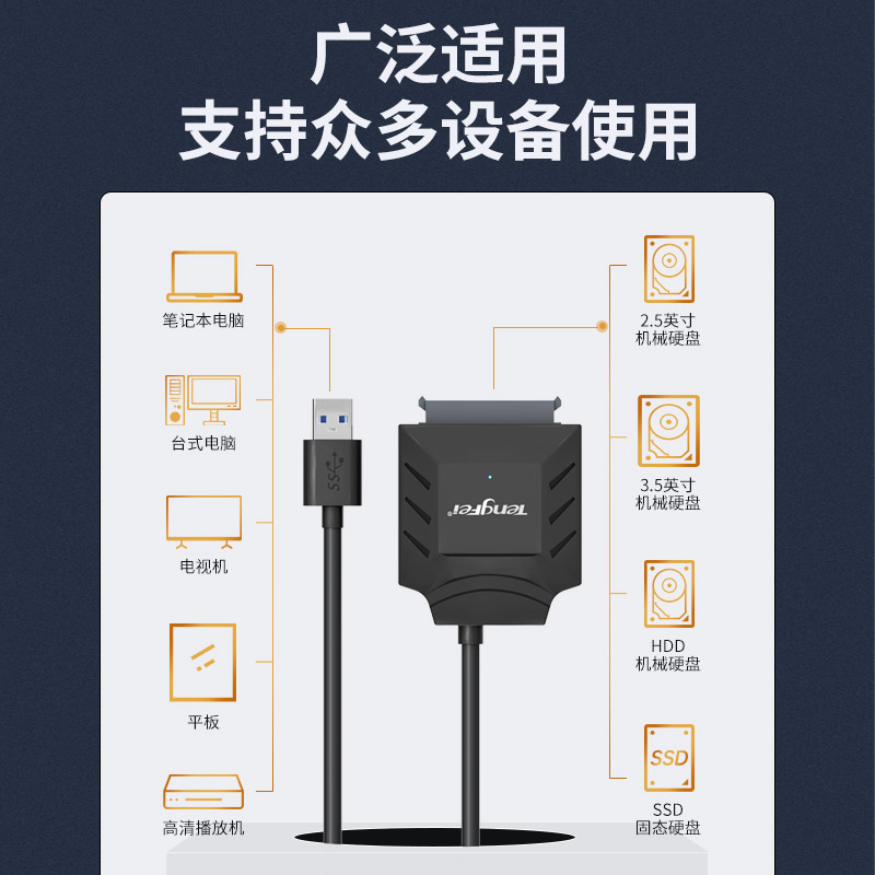 腾飞sata转usb3.0易驱线硬盘转换连接器转接线2.5/3.5英寸台式机笔记本电脑外接口固态机械硬盘光驱数据读取 - 图3
