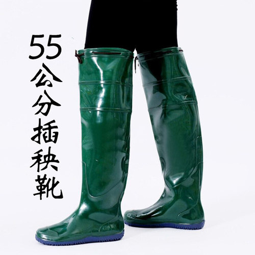 稻田插秧鞋男加长农用水田靴子水鞋软底雨鞋女防水过膝轻便下水鞋 - 图1