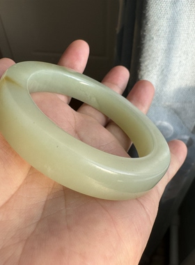 56圈新疆若羌和田玉青黄玉手镯豆青黄油糯直切轮胎镯女士精品玉镯