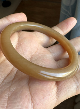 新疆且末金山糖镯和田玉糖玉手镯天地红糖美人条53圈女士秀气玉镯