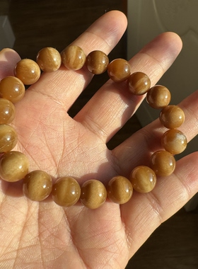 新疆和田玉糖玉猫眼手链特色料卡10圆珠油润男女手串首饰仅一条