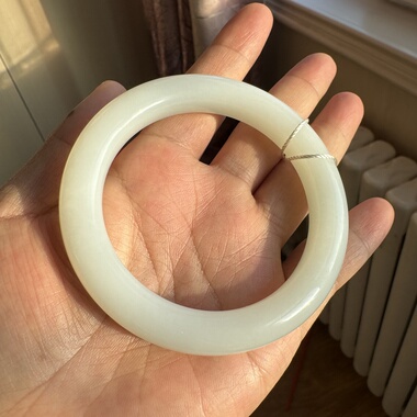 58圈俄老料和田玉羊脂白玉手镯白糯无暇女士经典收藏玉镯美人镯