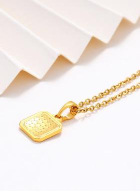 小方糖蜂巢鱼鳞黄金色项链