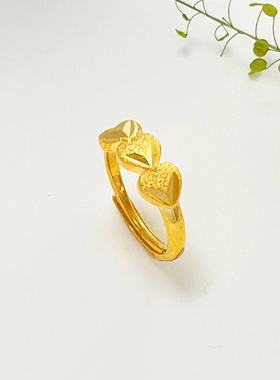 磨砂爱心黄金指环结婚送礼物