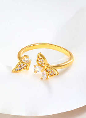 蝴蝶设计轻奢时尚开口戒指