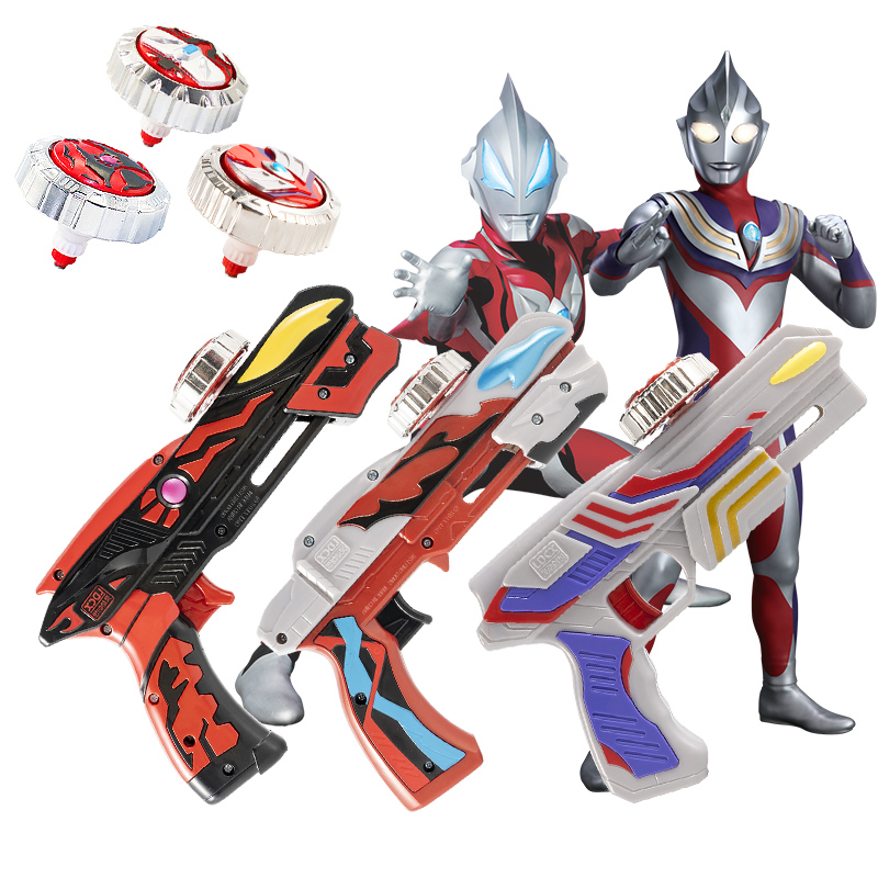灵动创想新款奥特曼魔幻陀螺枪玩具儿童男孩正版旋转战陀对战枪 - 图3