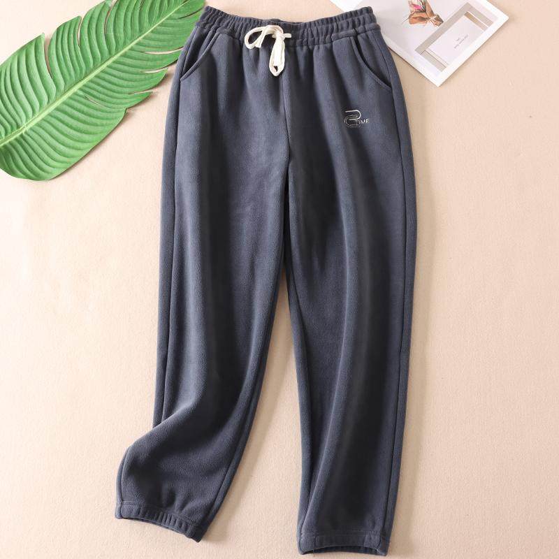 可外穿保暖裤女显瘦高腰双面摇粒绒加厚刺绣休闲居家睡裤冬 W326,淘宝优惠券,粉丝福利购,淘宝优惠卷