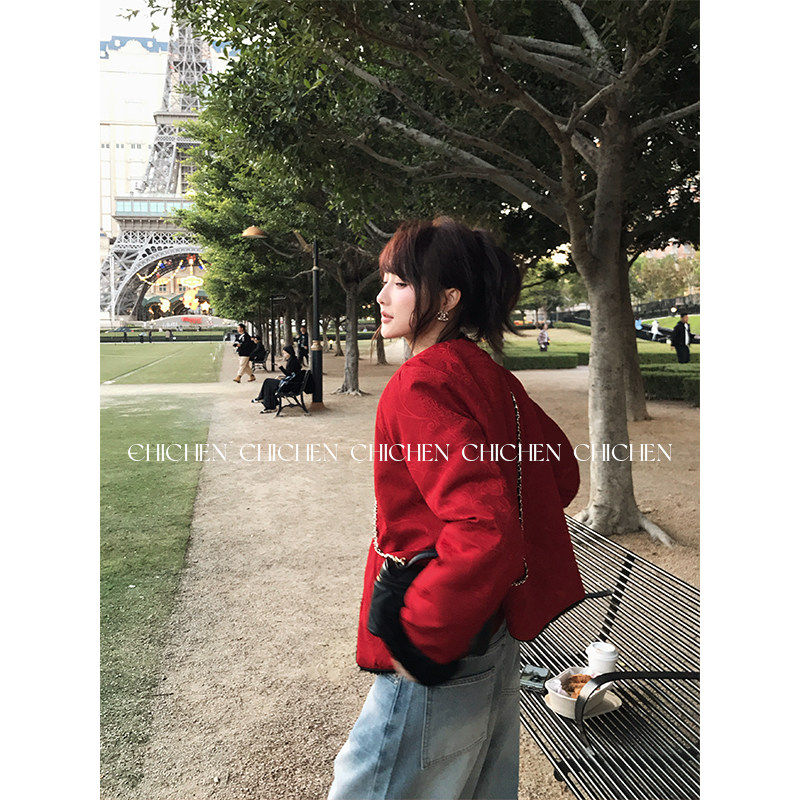 CHICHEN-新中式水貂毛拼接毛绒外套,淘宝优惠券,粉丝福利购,淘宝优惠卷