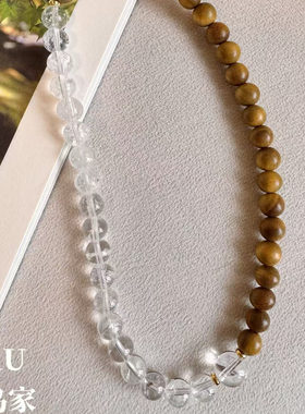 清冷感禅意天然白水晶绿檀木国风