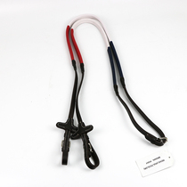 French three-color reins with equestrian Q horses equipped with horseback riding gear