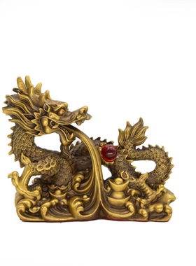 铜龙摆件纯黄铜五爪金龙工艺品十二生肖龙客厅办公室家居装饰汉龙