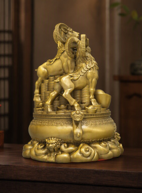 黄铜三羊开泰摆件吉祥如意富贵羊铜金钱羊家居装饰创意礼品工艺品