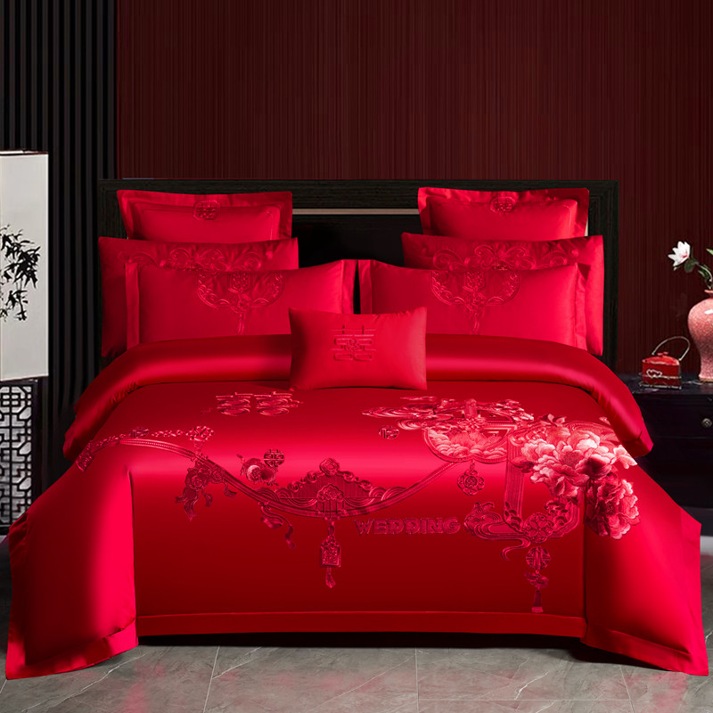 百分百棉婚庆四件套全棉红色被套结婚床上用品六件套婚嫁喜被纯棉,淘宝优惠券,粉丝福利购,淘宝优惠卷