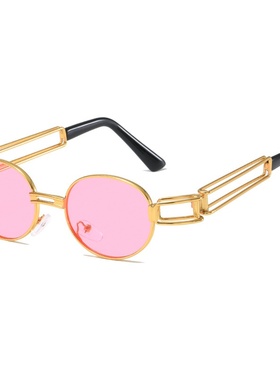 新款朋克复古墨镜男女个性金属圆框椭时尚太阳镜潮人街拍嘻哈眼镜