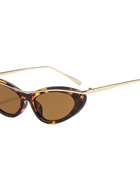 欧美摩登时尚个性猫眼太阳镜女贯穿式镜框金属眉毛架墨镜跨境潮流