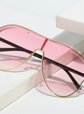 新款欧美异形太阳镜女个性感辣妹墨镜跨境防紫外线镂空大框镜